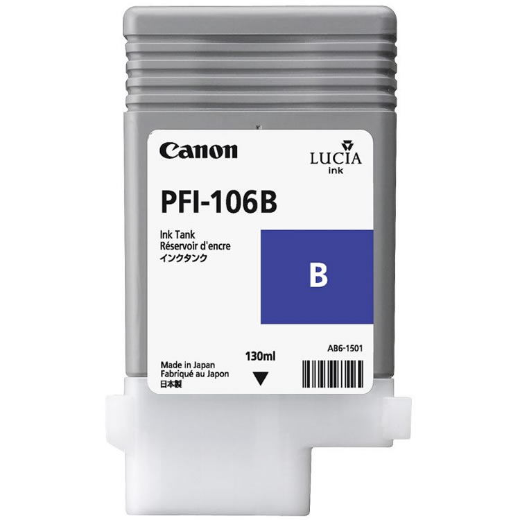 Canon PFI-106B Blue Ink Cartridge - 130ml - 6629B001AA - for Canon  iPF6300, iPF6350, iPF6400, iPF6450 - next day delivery from GDS - Graphic Design Supplies Ltd