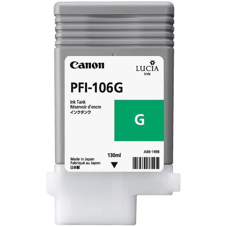 Canon PFI-106G Green Ink Cartridge - 130ml - 6628B001AA - for Canon iPF6300, iPF6350, iPF6400, iPF6450 - next day delivery from GDS - Graphic Design Supplies Ltd