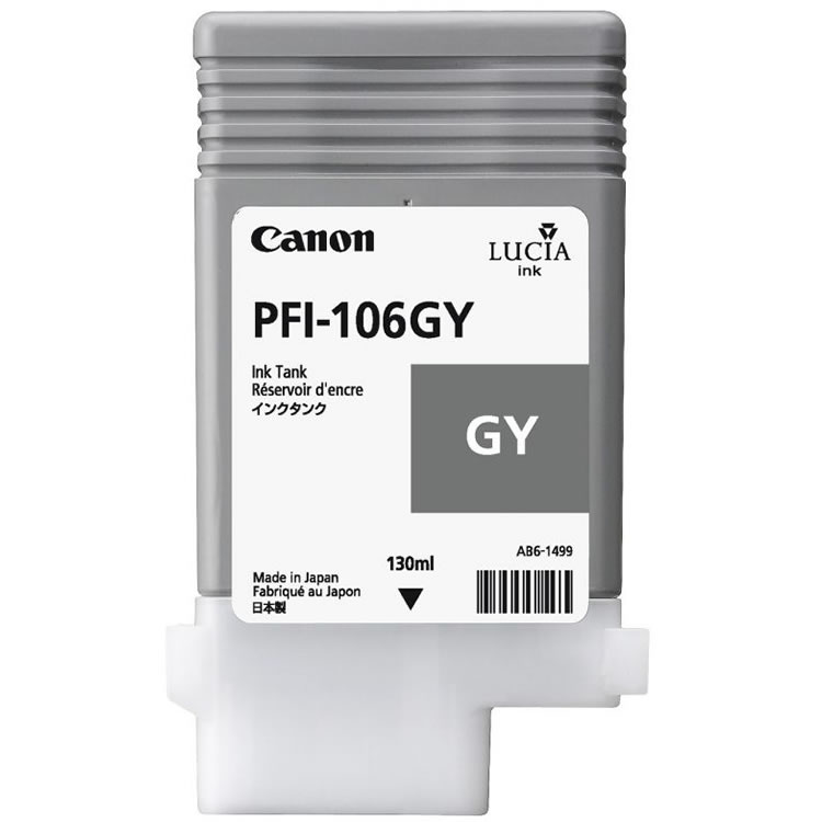 Canon PFI-106GY Grey Ink Cartridge - 130ml - 6630B001AA - for Canon iPF6300, iPF6300S, iPF6400, iPF6400S, iPF6450 - next day delivery from GDS - Graphic Design Supplies Ltd