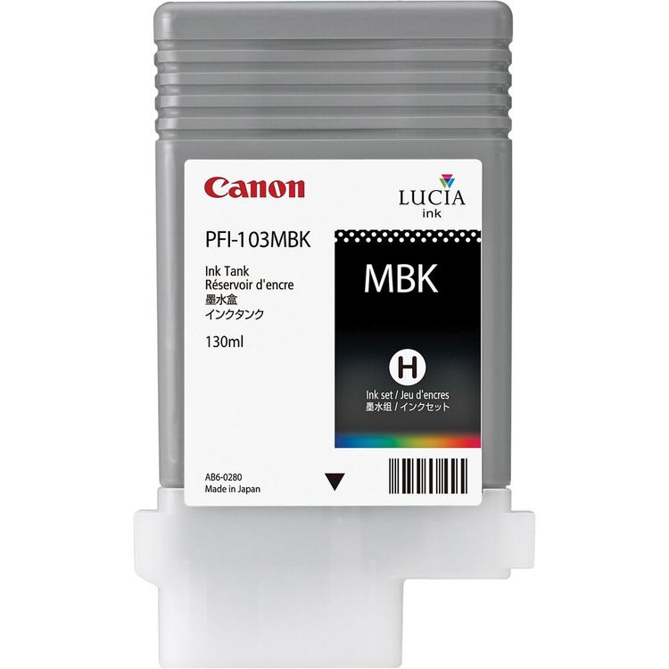 Canon PFI-103MBK Matte Black Ink Cartridge - 130ml Ink Tank - for Canon iPF5100, iPF6100 & iPF6200 Printers - 2211B001AA - express delivery from GDS - Graphic Design Supplies Ltd