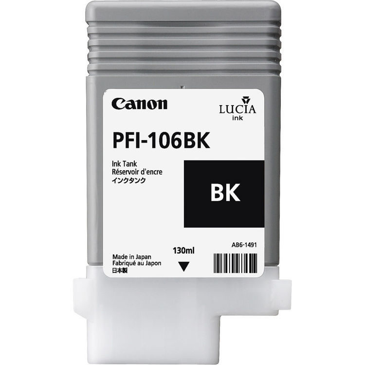 Canon PFI-106BK Black Ink Cartridge - 130ml - 6621B001AA - for Canon iPF6300, iPF6300S, iPF6350, iPF6400, iPF6400S, iPF6400SE, iPF6450 - next day delivery from GDS - Graphic Design Supplies Ltd