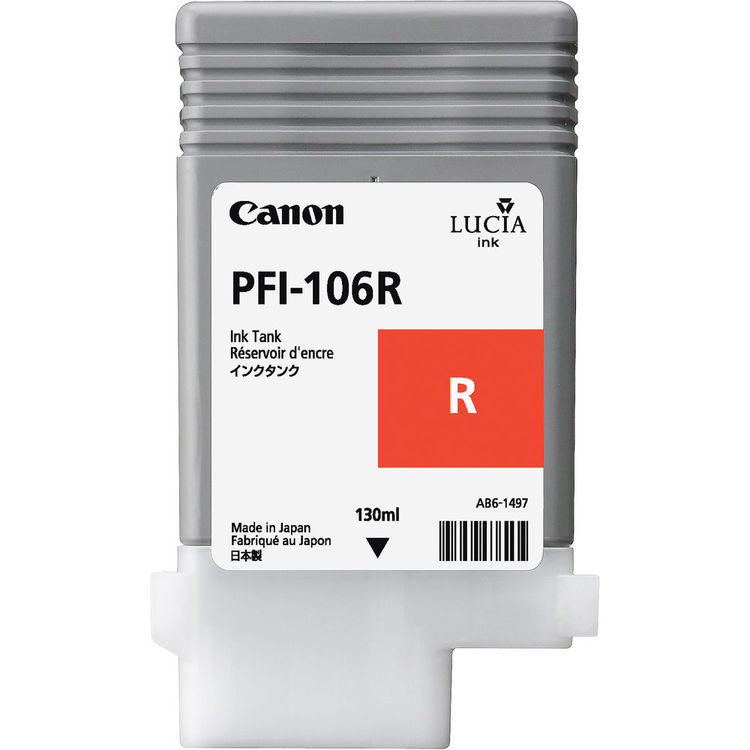 Canon PFI-106R Red Ink Cartridge - 130ml - 6627B001AA - for Canon iPF6300, iPF6350, iPF6400, iPF6400SE, iPF6450 - next day delivery from GDS - Graphic Design Supplies Ltd
