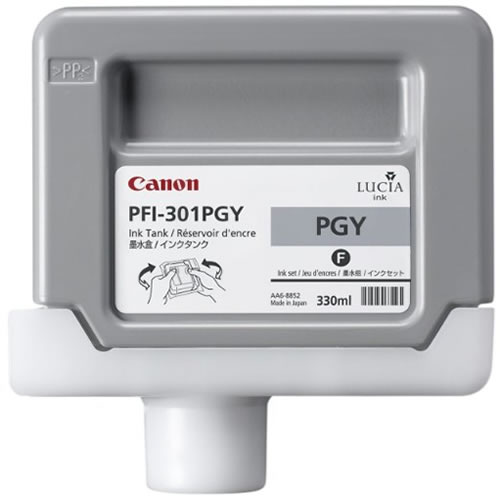 Canon PFI-301PGY Photo Grey Ink Cartridge - 330ml Ink Tank - for Canon iPF8000, iPF8000S, iPF9000, iPF9000S Printers - 1496B001AA - express delivery from GDS - Graphic Design Supplies Ltd