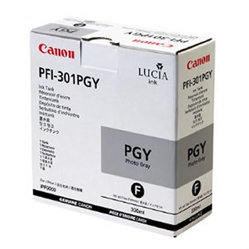 Canon PFI-301PGY Photo Grey Ink Cartridge - 330ml Ink Tank - for Canon iPF8000, iPF8000S, iPF9000, iPF9000S Printers - 1496B001AA - express delivery from GDS - Graphic Design Supplies Ltd