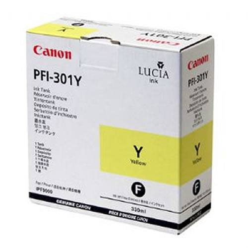 Canon PFI-301Y Yellow Ink Cartridge - 330ml Ink Tank - for Canon iPF8000, iPF8000S, iPF9000 & iPF9000S Printers - 1489B001AA - express delivery from GDS - Graphic Design Supplies Ltd