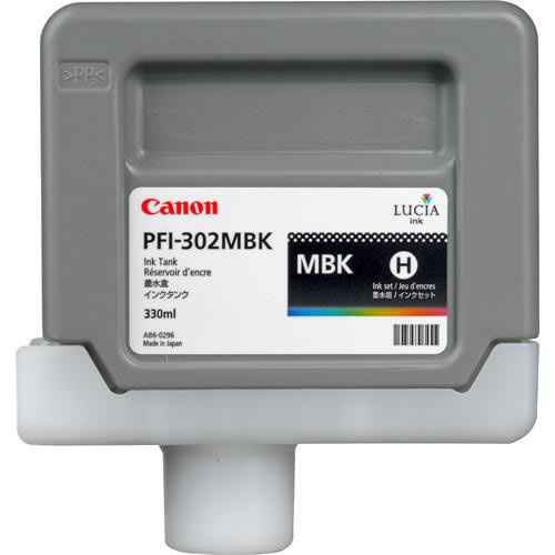 Canon PFI-302MBK Matte Black Printer Ink Cartridge - 330ml Ink Tank - for iPF8100 & iPF9100 Printers - 2215B001AA - express delivery from GDS - Graphic Design Supplies Ltd