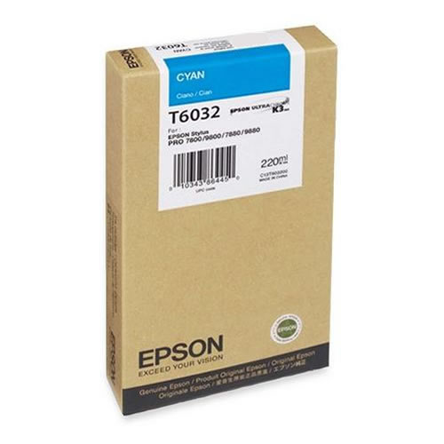 Epson T603200 Cyan Ink Tank 220ml Cartridge C13T603200 for Epson Stylus Pro 7800, 7880, 9800, 9880