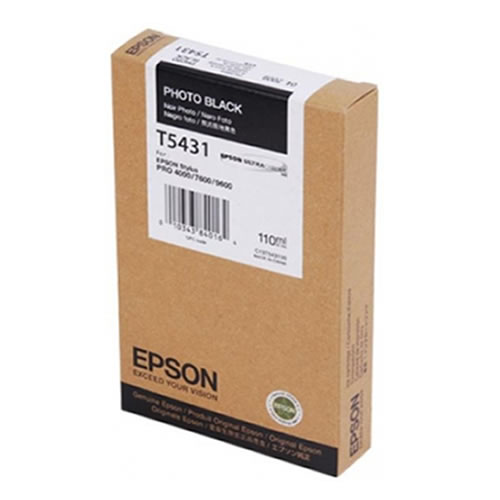 Epson T543100 Photo Black Ink Tank Cartridge 110ml C13T543100 for Epson Stylus Pro 4000, 7600 & 9600 wide format graphics printers, available from stock for immediate dispatch from GDS Graphic Design Supplies Ltd