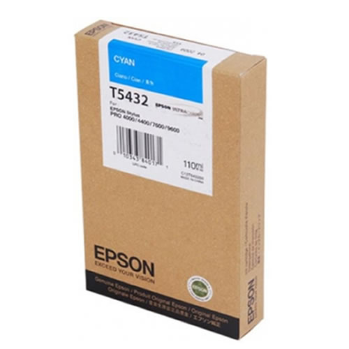 Epson T543200 Cyan Ink Tank Cartridge 110ml C13T543200 for Epson Stylus Pro 4000, 7600 & 9600 wide format graphics printers, available from stock for immediate dispatch from GDS Graphic Design Supplies Ltd