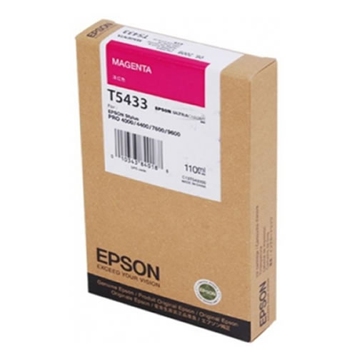 Epson T543300 Magenta Ink Tank Cartridge 110ml C13T543300 for Epson Stylus Pro 4000, 7600 & 9600 wide format graphics printers, available from stock for immediate dispatch from GDS Graphic Design Supplies Ltd