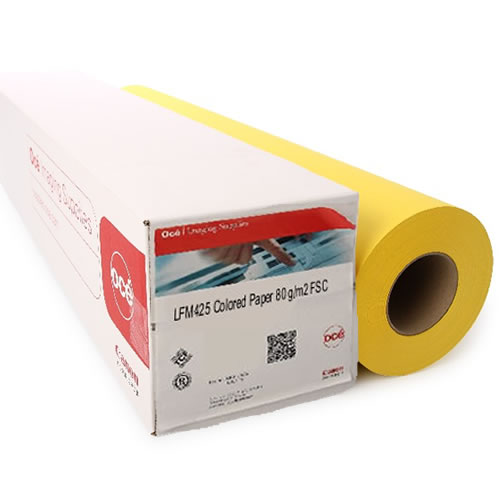 Canon Group Oce LFM425 Red Label PPC Plain Coloured Paper Roll - Bright Yellow - 80gsm - 841mm x 150mt - 3 inch core - 99346854