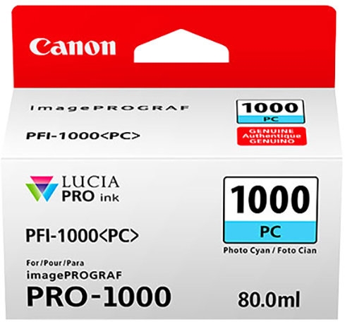 Canon PFI-1000PC Photo Cyan Ink Tank - 80ml Cartridge - for Canon PRO-1000 Photo Printer - 0550C001 - from GDS | Graphic Design Supplies Ltd