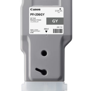 Canon PFI-206GY Printer Ink Cartridge - Grey Ink Tank - 300ml - 5312B001AA - for Canon iPF6400, iPF6400S, iPF6450 Printers - express delivery from GDS - Graphic Design Supplies Ltd