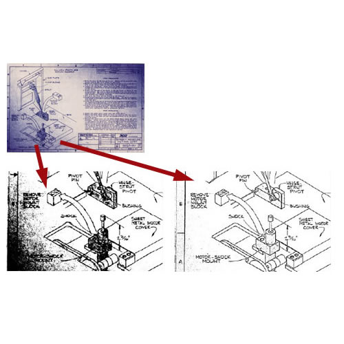 CAD drawing scanned using simple thresholding (left) and SmartWorks Pro’s interactive Intelligent Adaptive Thresholding (right)