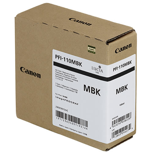 Canon PFI-110MBK Matte Black Ink Tank - 160ml Cartridge - for Canon TX-2000, TX-3000 & TX-4000 Printer - 2363C001AA