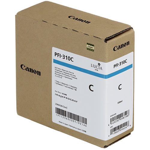 Canon PFI-310C Cyan Ink Tank - 330ml Cartridge - for Canon TX-2000, TX-3000 & TX-4000 Printer - 2360C001AA