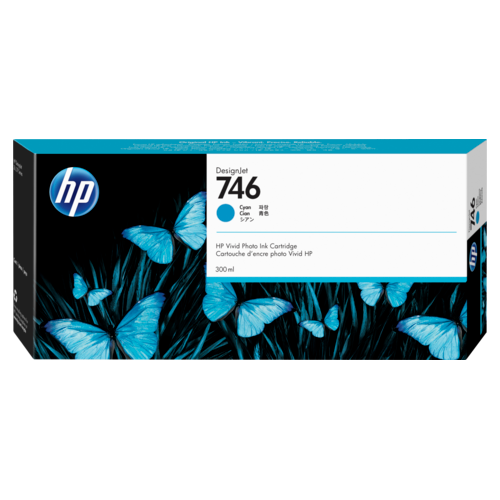 HP 746 Ink Cartridge | 300ml | Cyan | for HP DesignJet Z6, Z6dr, Z9+ & Z9+dr Printers | P2V80A