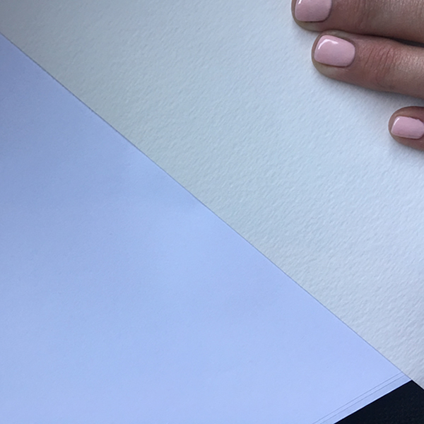 GDS Fine Art Textured - Colour comparison against basic white office copier paper