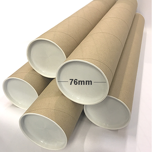 GDS Postal Tubes | With White Plastic End Caps | 1.5mm Cardboard | 76mm Diameter | 305mm Length | 12 Pack | GDS-PT76305