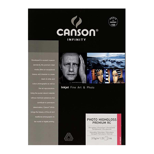 Canson Infinity Photo HighGloss Premium RC 315 Extra Smooth Gloss Paper Sheets - 315gsm - A4 x 10 sheets - C0002291
