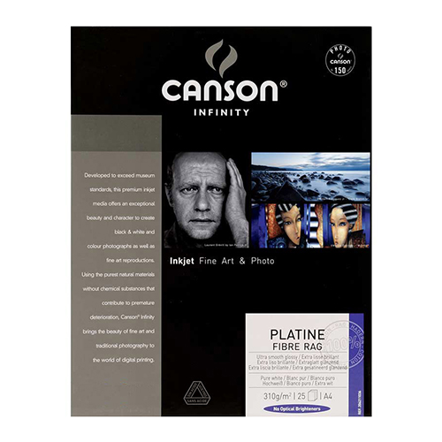 Canson Infinity Platine Fibre Rag 310 Smooth Satin Paper Sheets - 310gsm - A4 x 10 sheets - C6211035