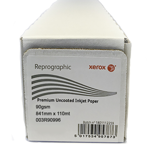 Xerox Performance Uncoated CAD Inkjet Plotter Paper Roll | 90gsm | 33.1" inch | 841mm x 110mt | 003R90996