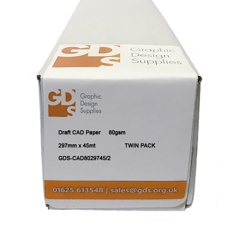 Canon TA-20 Printer Paper | Draft Uncoated Inkjet CAD Plotter Paper Rolls | 80gsm | 11.69" inch | A3 | 297mm x 45mt | Twin Pack | GDS-CAD8029745/2/TA-20