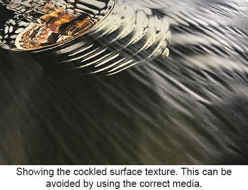 Showing cockling on surface of a print