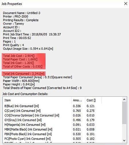 Actual print costs with Canon Accounting Tool Actual print costs with Canon Accounting Tool
