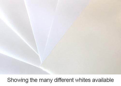 Different whites due to whiteness, brightness and shade