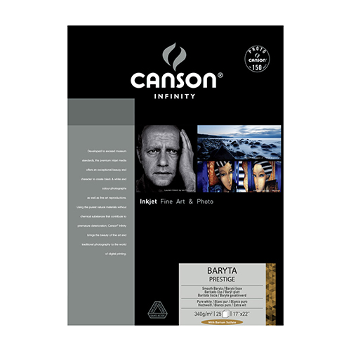 Canson Infinity Baryta Prestige 340 Extra Smooth Gloss Paper Sheets - 340gsm - A2 x 25 sheets - C0083932