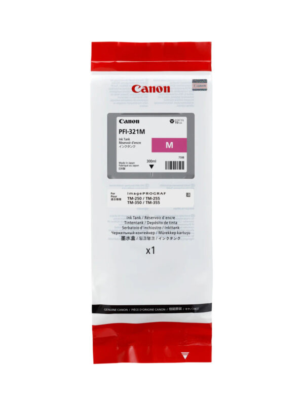 An image of the Canon PFI-321M Magenta 300ml ink cartridge package