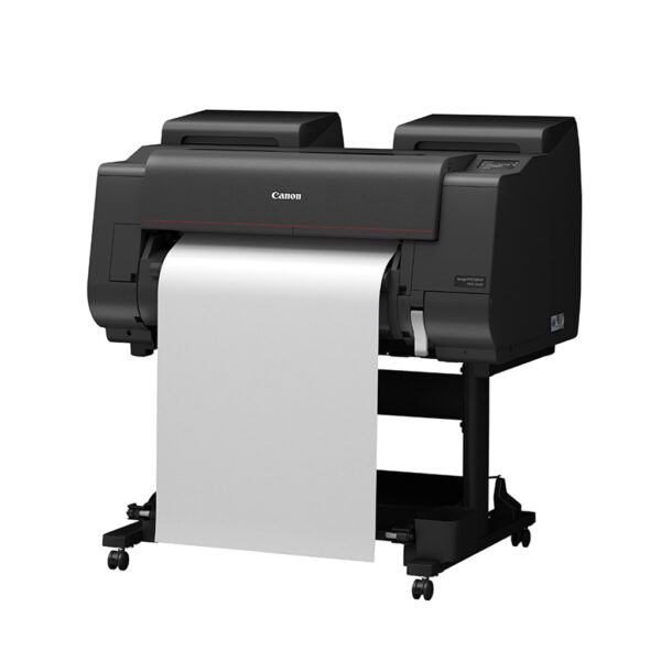 Canon PRO-2600 A1 24inch Wide Format Printer Facing Front Left With Blank Page Being Printed